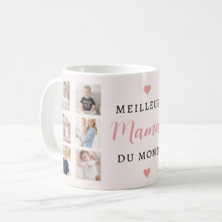 Caneca De Café Meilleure Maman Du Monde Photo Collage Blush Pink