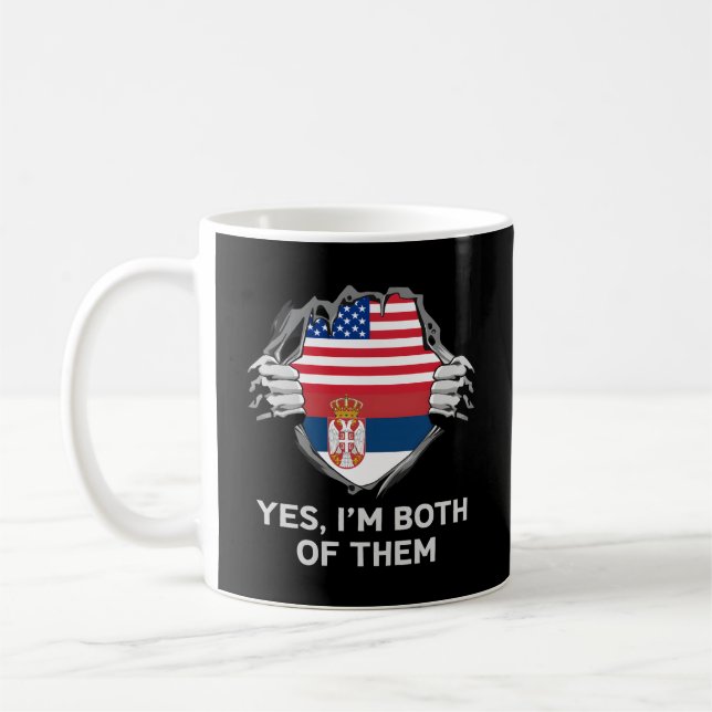 Caneca De Café Meio Americano Meio Sérvio Usa Sérvia Flag S (Esquerda)