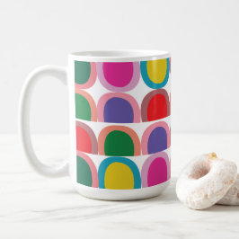 Caneca De Café Meio Círculo Geométrico Colorido