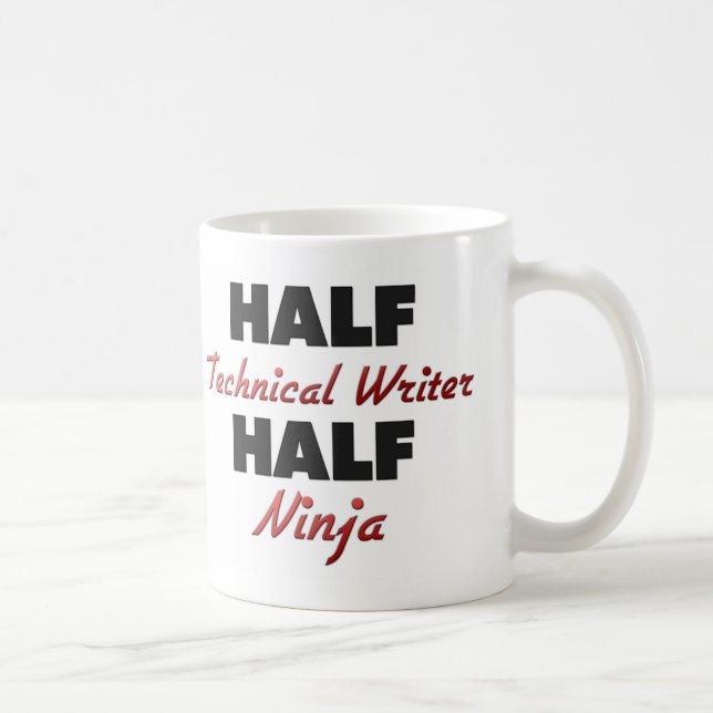 Caneca De Café Meio escritor técnico meio Ninja (Direita)