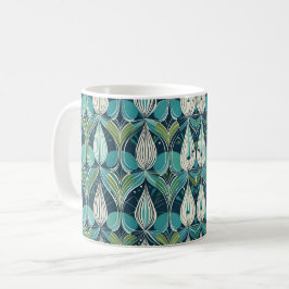 Caneca De Café Meio século Atômico cai padrão verde azul