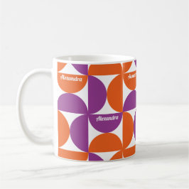 Caneca De Café Meio século Laranja e Roxo Personalizado Moderno