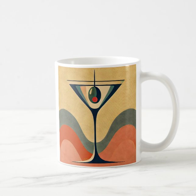 Caneca De Café Meio século moderno "pimento azeitona martini wave (Direita)