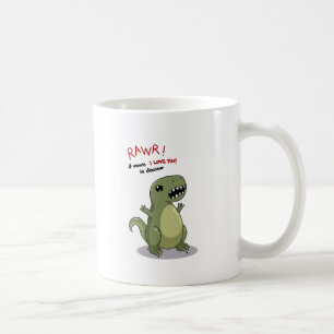 Caneca De Café Meios de Rawr eu te amo no dinossauro