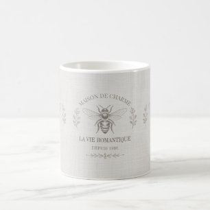 Caneca De Café Mel de Abelha Marfim Francês País Vintage Rústico