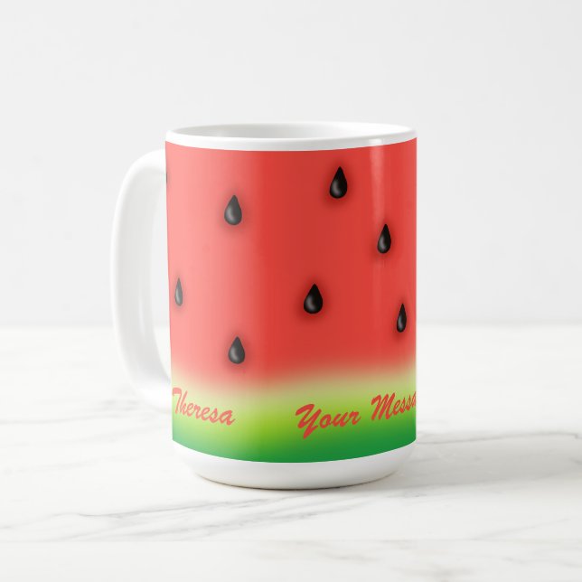 Caneca De Café Melancia de Verão Personalizada (Frente Esquerda)