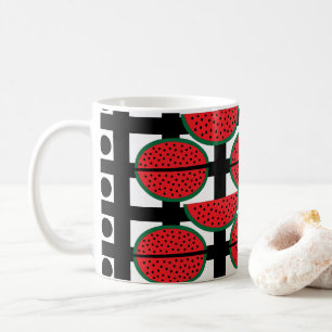 Caneca De Café Melancia Fruta de Verão Padrão Geométrico