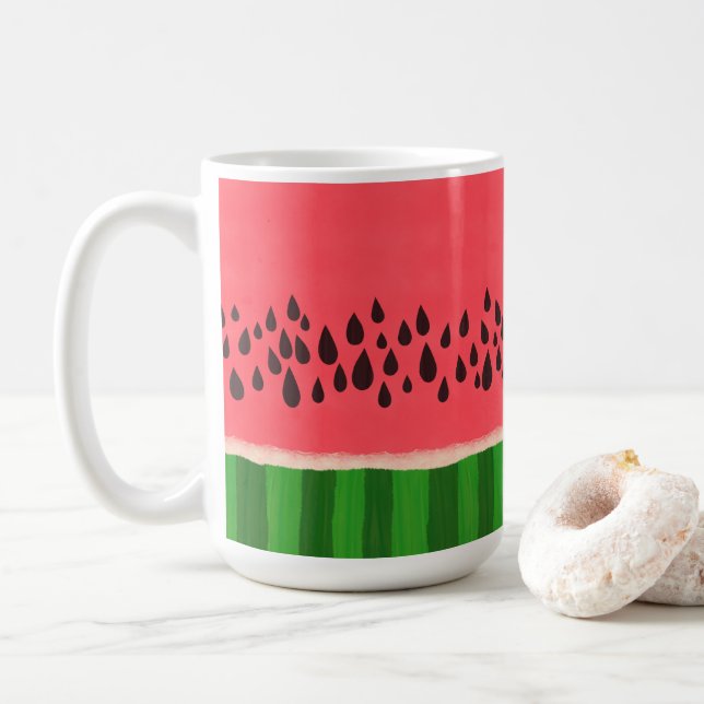 Caneca De Café Melancia rosa e verde (Com Donut)