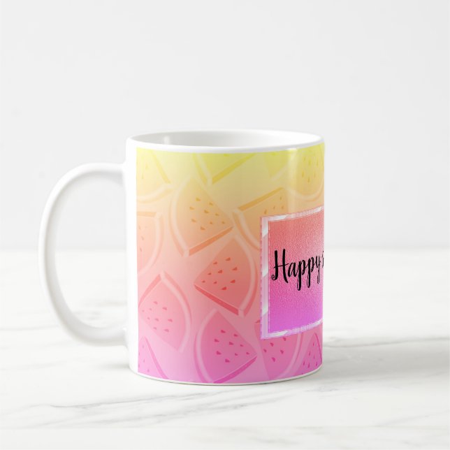 Caneca De Café Melancia Rosa Moderna, Verão (Esquerda)