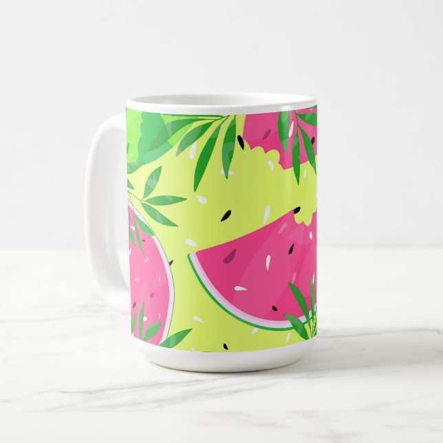 Caneca De Café Melancias de Verão Brilham Tropical (Frente Esquerda)