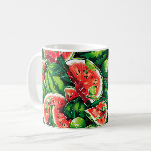 Caneca De Café Melancias, limões, folhas de melancia, limão peque