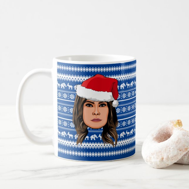 Caneca De Café MELANIA TRUMP Christmas (Com Donut)