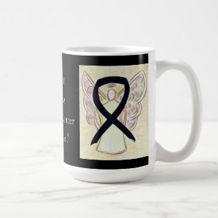 Caneca De Café Melanoma Cancer Sensibilização Ribbon Angel Cust