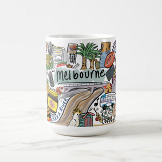Caneca De Café Melbourne City Illustration Mug, White