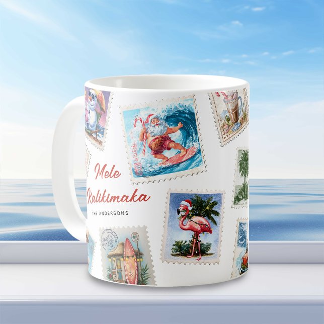 Caneca De Café Mele Kalikimaka Carimbos Tropicais (Criador carregado)