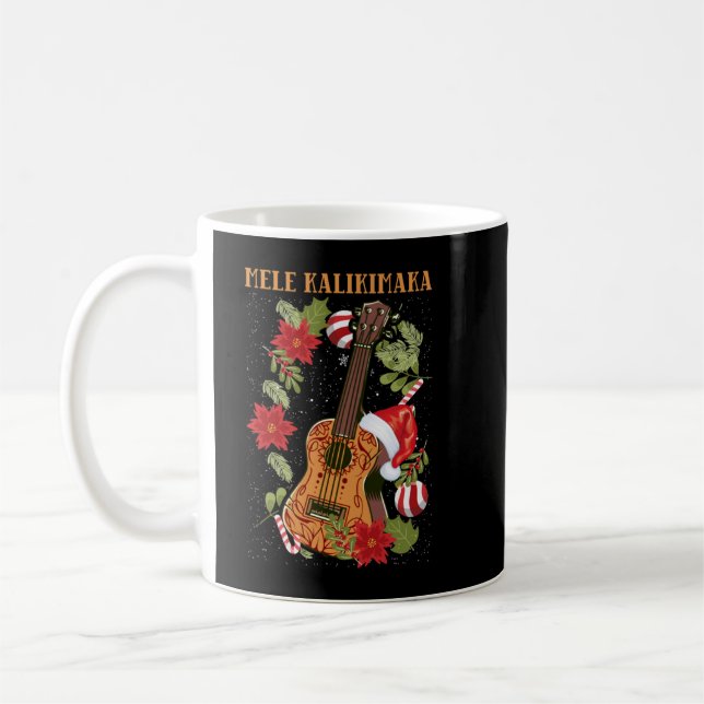 Caneca De Café MELE KALIKIMAKA Christmas Ukulele Hawaii Gift (Esquerda)