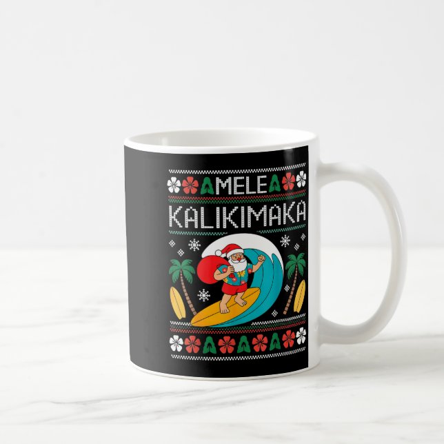 Caneca De Café Mele Kalikimaka Pajamas Santa Hawaii Ugly Christma (Direita)