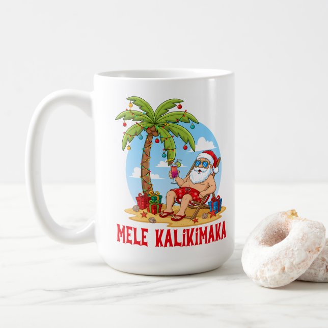 Caneca De Café Mele Kalikimaka Santa Christmas (Com Donut)