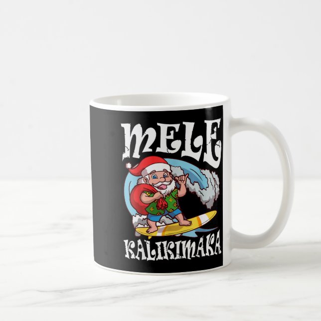 Caneca De Café Mele Kalikimaka Santa Surfing Hawaii Christmas  (Direita)