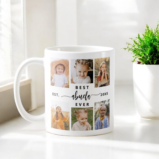 Caneca De Café Melhor Abuela - Colagem de Fotos para Netos (Criador carregado)