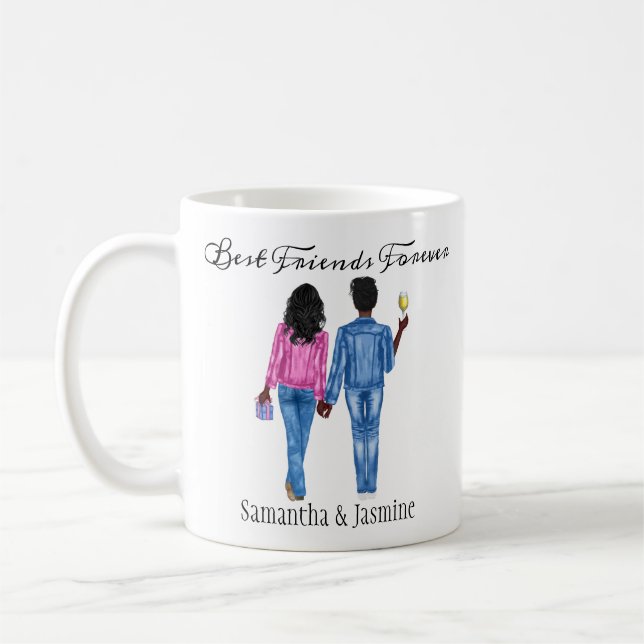 Caneca De Café Melhor Amiga Afro-Americana Foto Personalizada (Esquerda)