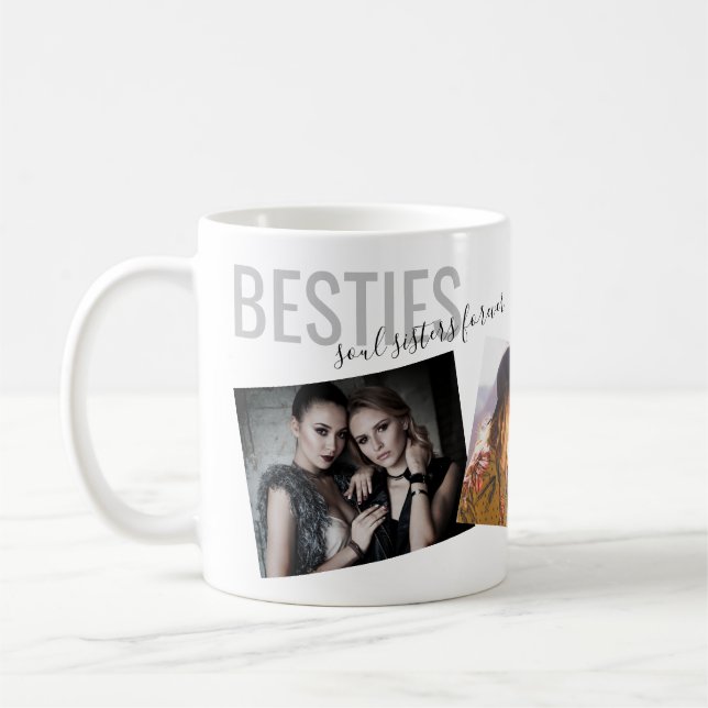 Caneca De Café Melhor Amigos 3 Foto Personalizada Moderna (Esquerda)