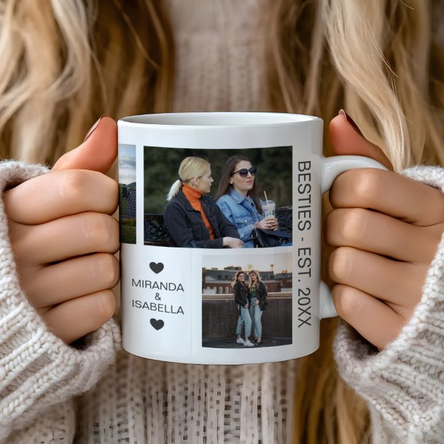 Caneca De Café Melhor Amigos Besties 7 Fotografia Colagem (Add Your Own 7 Photos Best Friends - Besties Mug by MINTIC DESIGN STUDIO)