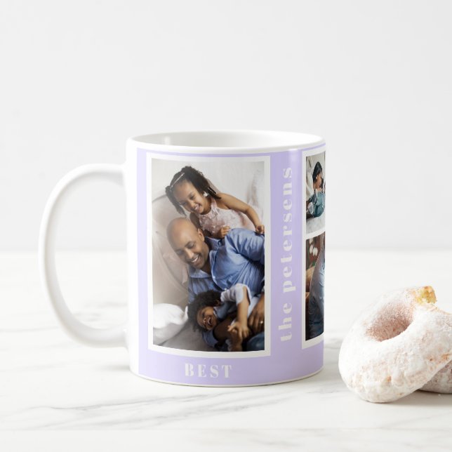 Caneca De Café Melhor Ano da simples coleção de fotos da família (Com Donut)