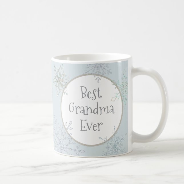 Caneca De Café Melhor Avó Alguma Vez Foto Clara Floco de Neve Azu (Direita)