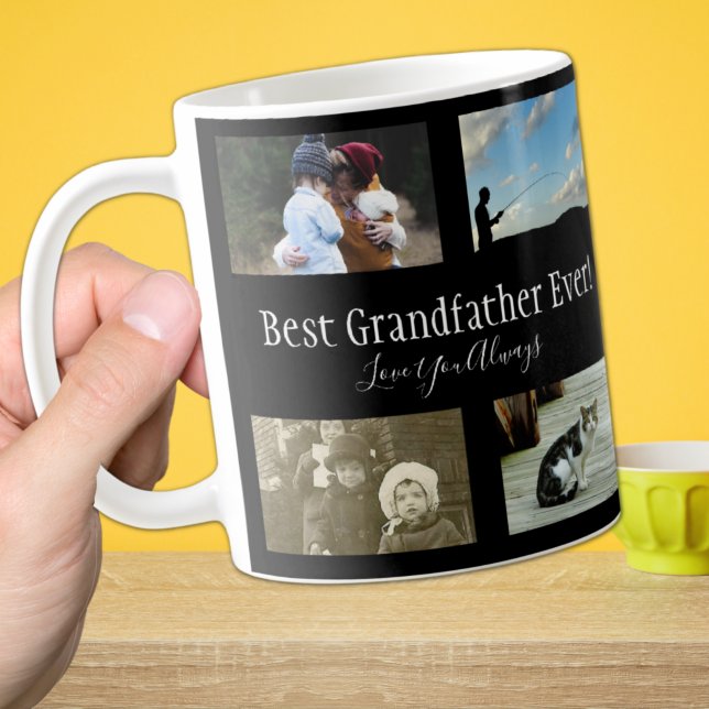 Caneca De Café Melhor Avô - Colagem de Fotos - Branco (Criador carregado)