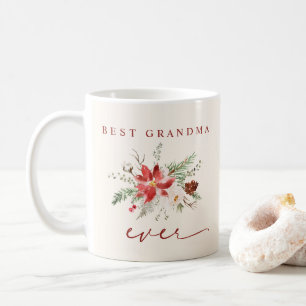 Caneca De Café Melhor Avó de Todos os Tempos Poinsettia Folhagem