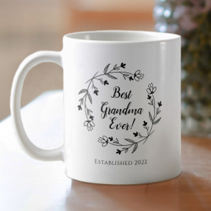 Caneca De Café Melhor Avó do Mundo Família Coroa Floral Ano Preto