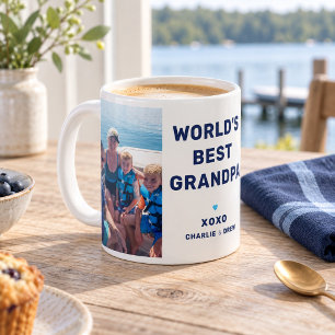 Caneca De Café Melhor Avô do Mundo Moderno Azul Marinho Duas Foto