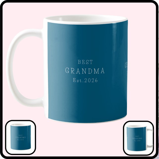 Caneca De Café Melhor Avó Est Data Personalizada Elegante Verde-a (Criador carregado)