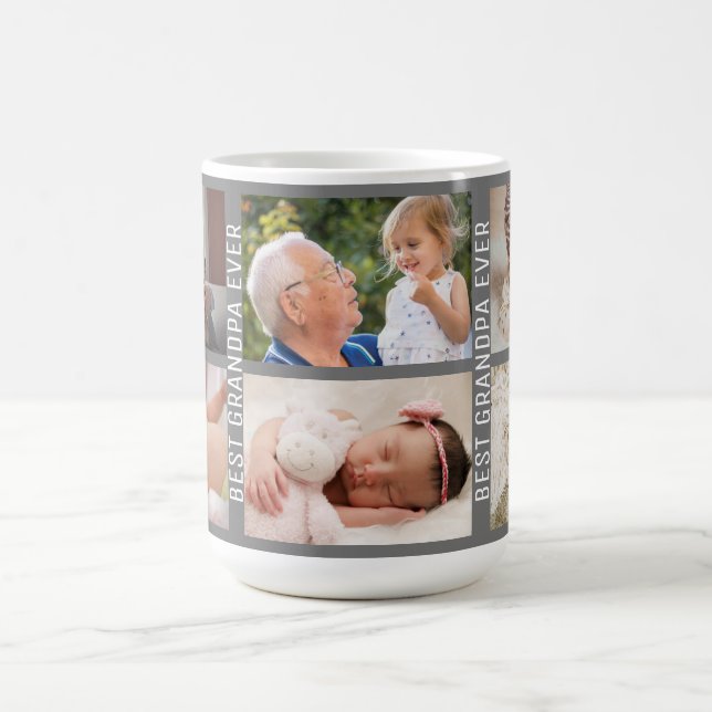 Caneca De Café Melhor Avô Ever 6 Cinzas de Colagem Personalizada  (Centro)