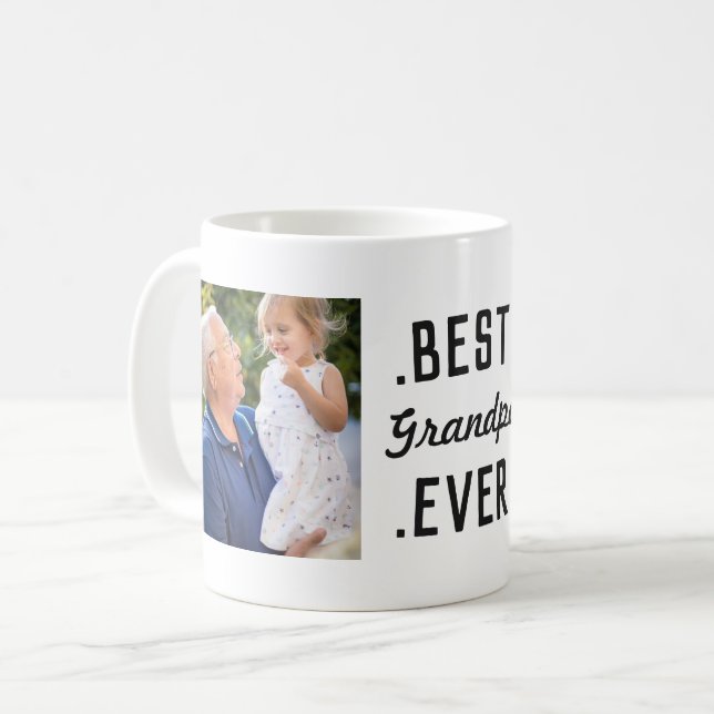 Caneca De Café Melhor Avô Personalizado De 2 Fotografias (Frente Esquerda)
