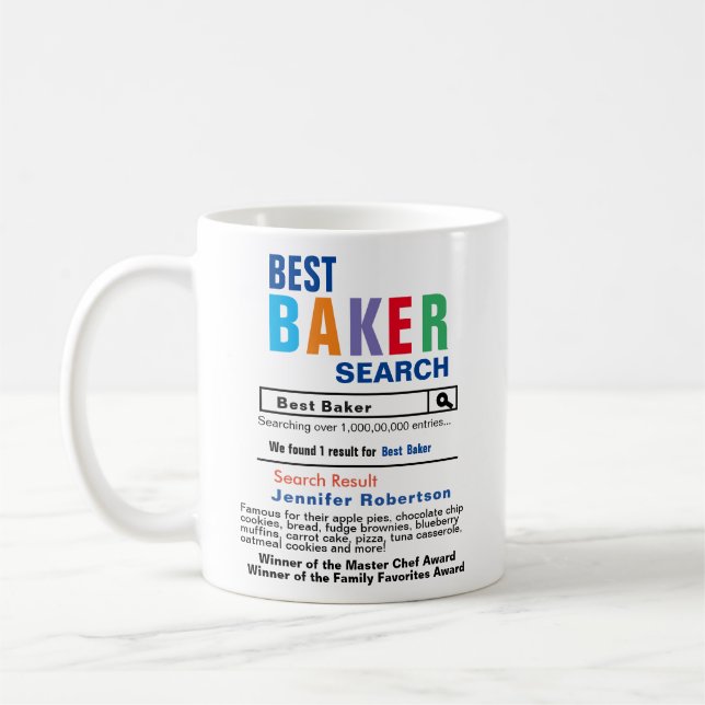 Caneca De Café Melhor Baker Busca Engraçado Coffee Mug (Esquerda)