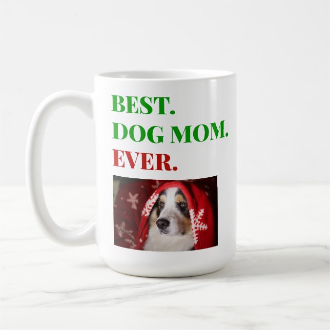 Caneca De Café Melhor Cachorro Mãe Foto De Natal (Esquerda)