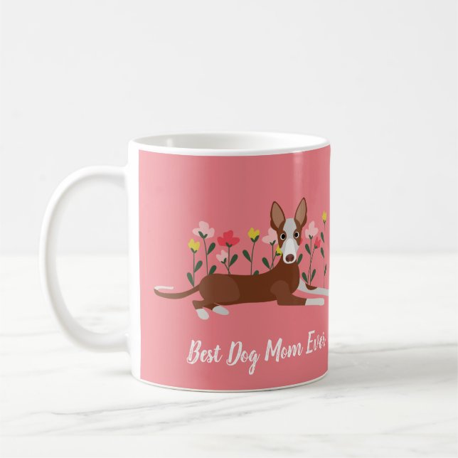 Caneca De Café Melhor Cachorro Personalizado Mãe Podenco Rosa (Esquerda)
