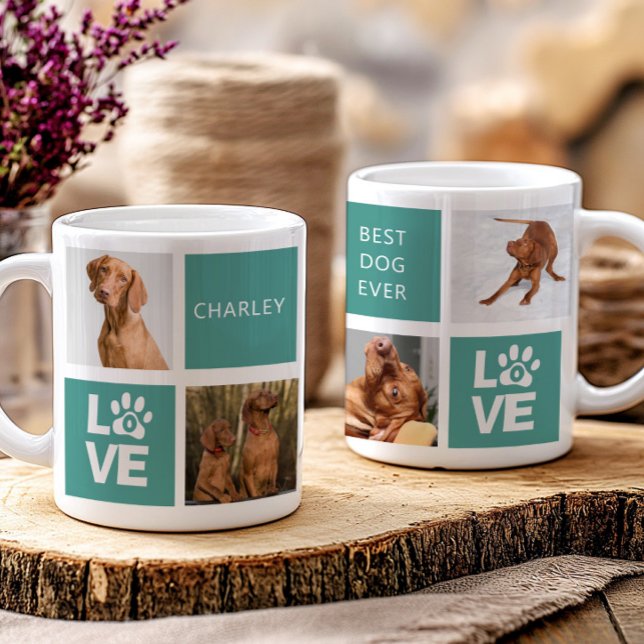 Caneca De Café Melhor Canino Nunca Teal Personalizado 5 Fotografi (Criador carregado)