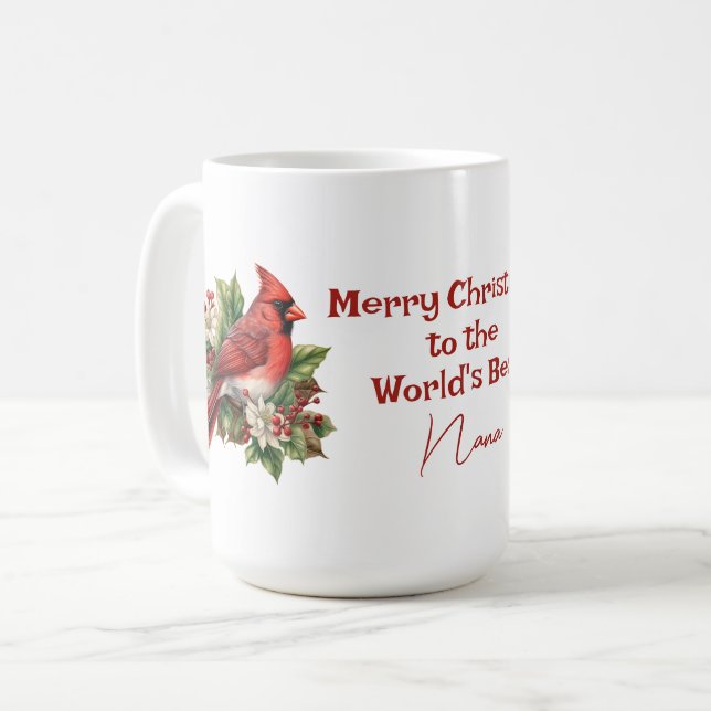Caneca De Café Melhor Cardeal Vermelho de Natal da Nana do Mundo (Frente Esquerda)