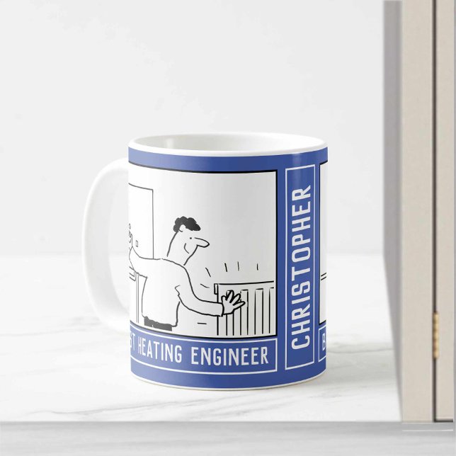 Caneca De Café Melhor Cartoon de Engenheiro de Aquecimento com a  (Criador carregado)