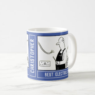 Caneca De Café Melhor Cartoon Eletrico com a Name Choice.