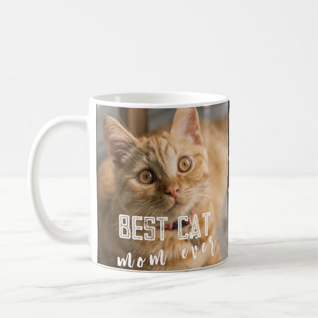Caneca De Café Melhor Cat Mãe de Teve Foto Personalizada Moderna  (Esquerda)