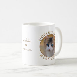 Caneca De Café Melhor Cat Mãe Dourada Nome Personalizado Foto do 