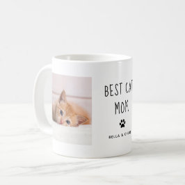 Caneca De Café Melhor Cat Mãe | Texto manuscrito de duas fotos