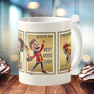 Caneca De Café Melhor Chefe de Cartoon Divertido