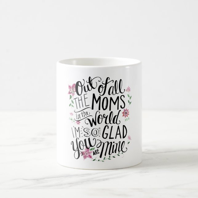Caneca De Café Melhor citação Floral da Mãe (Centro)