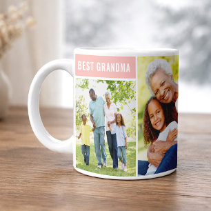 Caneca De Café Melhor Colagem de Fotos Avó Rosa