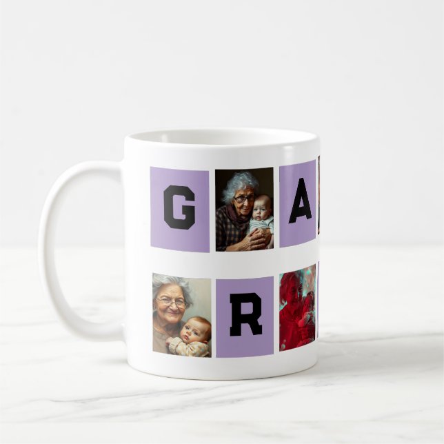 Caneca De Café Melhor Colagem de Fotos da Avó Nunca (Esquerda)